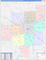 Indianapolis-Carmel-Anderson Metro Area Wall Map Color Cast Style 2024